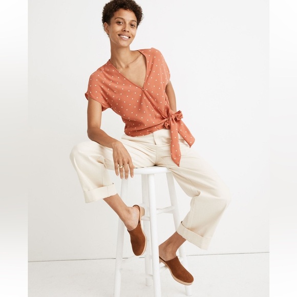 Madewell Tops - Madewell Sash-Tie Polka Dot Wrap Top